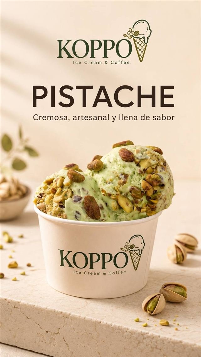 Nieve de pistache KOPPO con trozos de pistache