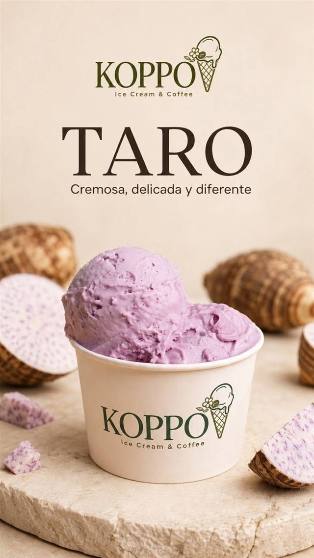 Nieve de taro KOPPO con raíz de taro fresca